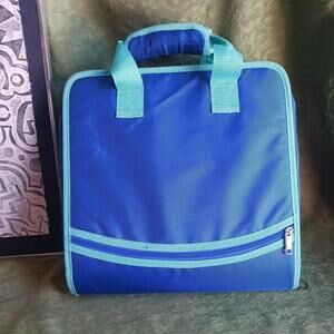 3 Ring Zipper Binder Blue and Turquoise